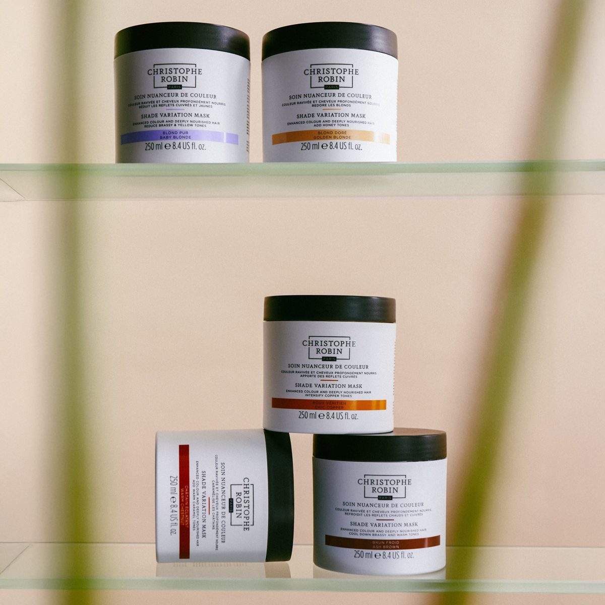 Christophe Robin colour-care shade variation masks for maintaining hair colour at QUE Colour